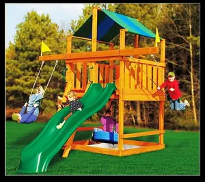 야외 놀이 도구 나무 놀이터 야외 어린이 플라스틱 스윙 및 슬라이드 세트 어린이 슬라이드 야외