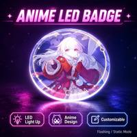 Badge LED Anime Personnalisé 52mm Lumineux Clignotant, Bouton Broche Personnage de Dessin Animé, Accessoire Cosplay pour Fans, Idéal pour Conventions et Événements