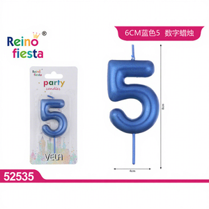 Bougie Peiyong bleue numéro 5, modèle 6CM 52535, pour les célébrations d'anniversaire, la décoration de gâteaux - Product Image 1