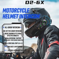 Headset Interkom Motor 6 Arah dengan Asisten Suara, Jawab Otomatis, Tahan Air IP66, Jangkauan Interkom Antar Pengendara 1000m (Grosir)
