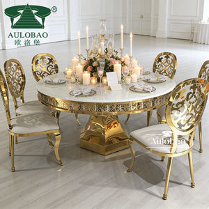 Muebles para Banquetes de Hotel, Mesas Redondas de Comedor para Bodas con Base de Acero Inoxidable Negro - Product Image 1