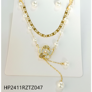 ชุดเครื่องประดับสำหรับเจ้าสาวหรูหราสำหรับงานเลี้ยงและของขวัญแผ่นชุบทองด้วยพลอยที่เน้นความโดดเด่น - Product Image 1