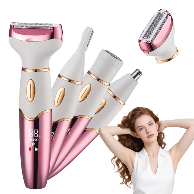 Electric Bikini Trimmer 4 in 1 Lady Hair Groomer Painless Hair Removal Razor Body Shaver Portable Ladies Shaver Ipx7 Waterproof