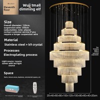 Grand lustre moderne de luxe léger pour maisons duplex, luminaire en cristal pour salons ouverts dans les villas, élégant et haut de gamme