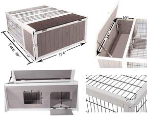 Habitat pour lapin et tortue, <span class=keywords><strong>enclos</strong></span> en bois pour petits animaux, intérieur/extérieur - Product Image 4