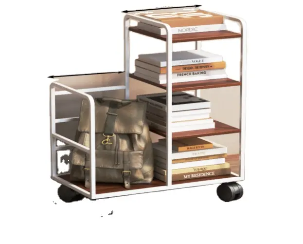 Rolling Storage Cart, Living Room Storage 3-Tier Wood Rolling Utility Living Room Storage Cart with Handle