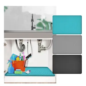 Nhà sản xuất 34*22 inch Silicone dưới bồn rửa mat với lỗ cho nhà bếp phòng tắm không thấm nước nhỏ giọt khay cho hệ thống ống nước