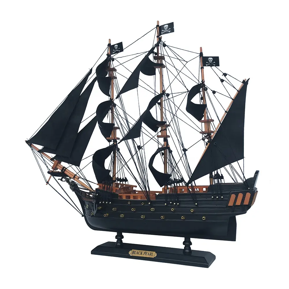 Modèle de bateau de pirate en perle noire, décoration nautique pour maison, pendante, fait à la main, pour bord de mer, vente en gros,