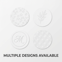 Autocollants ronds personnalisés en papier coton blanc, étiquettes florales gaufrées à sec, fabrication OEM, vente en gros, faible MOQ