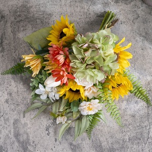 Bouquet de fleurs artificielles en forme de pétales tombants, tournesol en plastique et tissu PU, fleurs décoratives à tenir à la main, accessoires pour la maison et les mariages CF01431 - Product Image 3