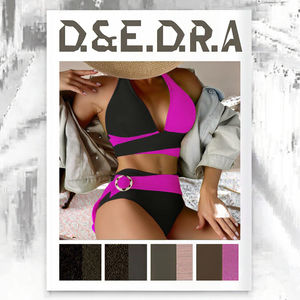 ชุดว่ายน้ำบิกินี่ผู้หญิงแบบเซ็กซี่ ระบายอากาศได้ดี ลายเรียบ ทรงบราซิลเลียน 2 ชิ้น แห้งเร็ว ผลิตจากผ้าสแปนเด็กซ์/โพลีเอสเตอร์ ดีไซน์ปี 2025 - Product Image 3