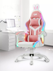 Chaise de jeu pour filles à bas prix à la maison Chaises de jeu à LED RVB avec support arrière Chaise De Gaming réglable pour cadeau - Product Image 1