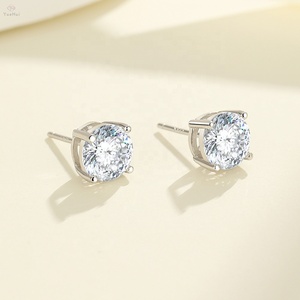 Orecchini a perno di lusso in Argento Sterling 925 con Moissanite taglio russo portoghese a <span class=keywords><strong>100</strong></span> sfaccettature, colore D, VVS, da 1ct e 2ct - Product Image 4