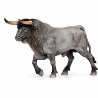 Figurine de taureau réaliste en PVC et résine, 13,5 cm de long, 9 cm de haut, 4,5 cm de largeur des cornes, modèle animal, statue de bétail pour la décoration de la maison