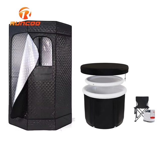 PVC Folded Infrared Portable Steam Sauna Box Recovery Pod Cold Plunge Ice Bath Tub Combo and Sauna