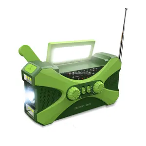 Portable solaire manivelle radio musique haut-parleurs am fm radio led lampe de poche multifonction noodradio