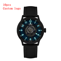 Montre mécanique manuelle OEM 43 mm avec tourbillon central, boîtier en acier inoxydable 316L, bracelet en cuir véritable, montre de luxe pour homme
