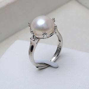 Handmade DIY S925 Silver Ring Carrier Euro American Style <b>Concealer</b> for Korean Women's 11-12 Pearl Loose Pearls - Product Image 1
