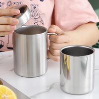 Mug isotherme portable en acier inoxydable à double paroi avec poignée et mousqueton, 200 ml et 300 ml, pour camping, voyage, café et lait