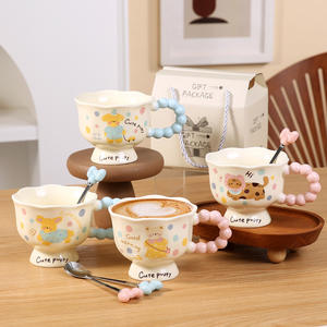 كوب سيراميك فاخر سعة 350 مل بتصميم شخصيات كرتونية عصري، هدايا عيد ميلاد نسائية، هدايا عمل للأزواج، للاستخدام المنزلي في الإفطار، آمن للغسل في غسالة الأطباق - Product Image 1