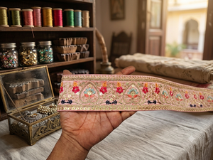 Beautiful Custom Width Cotton Lace Embroidery Border Trim for <b>Sarees</b> Wedding Gowns Suits Lehengas Dresses & Fashion Accessories - Product Image 3
