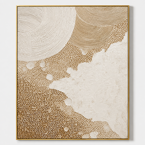 Abstract Handmade <b>Canvas</b> Art Embossed Circles Earth Tones <b>Framed</b> Contemporary Wall Decor - Product Image 3