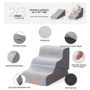 Accesorios para Perros de Custom Pet Suppliers, Escaleras Reversibles para Perros para Cama, Rampa para Mascotas Antideslizante y Equilibrada para Interiores - Product Image 2