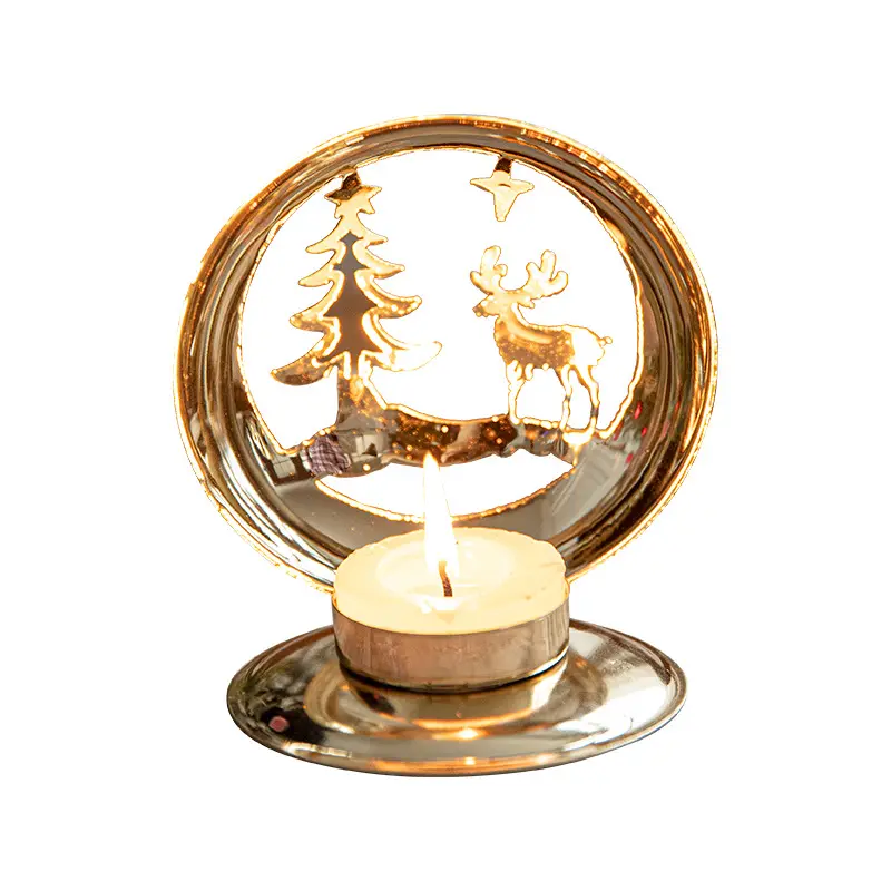 Weihnachts-Goldene Eisen-Lampe nordische Projektion Windlampe Schreibtischdekoration Ornament