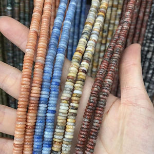 天然石Rondelleスペーサービーズ,2x6mm,宝石ディスクシェイプDIYブレスレットジュエリー作り - Product Image 1