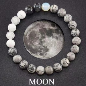 Pulsera de cuentas de acero inoxidable chapada en oro unisex al por mayor, estilo bohemio, con cuentas de piedras preciosas de cristal curativas, diseño de ocho planetas - Product Image 2