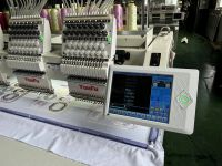 Machine à broder industrielle 8 têtes 12/15 aiguilles pour casquettes, machine à broder informatisée, broderie d'occasion