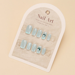 Xiaohongshu เล็บสั้นแบบมีตาแมวตาลายจุดน้ำแข็งใสแบบฝรั่งเศสตกแต่งเล็บปลอม30ชิ้นขายดี - Product Image 6