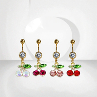 Xinfocus nombril ventre Piercing pour femmes acier inoxydable cristal cerise corps Piercing bijoux