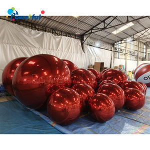 Büyük parlak şişme noel süs çeşitler kırmızı ayna topları - Product Image 2