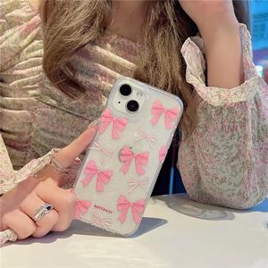 Estética transparente Bling Cute Pink Ribbon Bow TPU Phone Case <span class=keywords><strong>iPhone</strong></span> <span class=keywords><strong>15</strong></span> Pro Max Mujeres Navidad Compatible Móvil <span class=keywords><strong>a</strong></span> prueba de golpes - Product Image 4