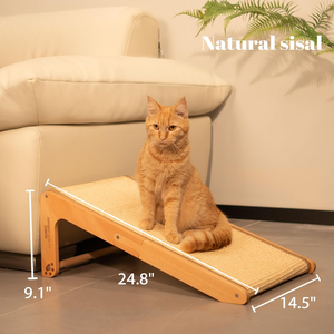 Rampa Rascadora de Sisal para Gatos de Interior, Poste Rascador en Forma de L de 24.8 Pulgadas, Plataforma Vertical para Gatos, Madera Sólida - Product Image 4