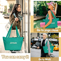 Tas Jinjing Matras Yoga JOYSUN Bahan Katun Ukuran Besar, Tersedia Beberapa Warna, Kanvas dengan Desain Selempang Modis dan Kantong