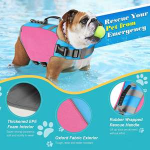 Köpek can yeleği, can yeleği köpekler için yüksek yüzdürme kurtarma kolu, ayarlanabilir yırtılmaz güvenlik yelek şamandıra cankurtaran yelek - Product Image 2