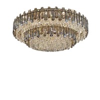 Lustre circulaire moderne de luxe PM en cristal K9, luminaire de plafond double couche en forme de gâteau pour salle à manger et salon