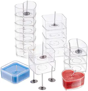 Vela de plástico transparente de colores, taza de vela de policarbonato