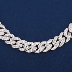 10mm S925 <b>Silver</b> VVS Moissanite Iced Out Cuban Link Chain Luxury <b>Necklace</b> 100% Passes <b>Diamond</b> Tester Wedding Gift Jewelry - Product Image 3
