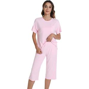 Conjunto de Pijama Capri de Punto Suave Personalizado OEM para Mujer, Ropa de Dormir de Verano, Viscosa de Bambú, Tallas S-XXL - Product Image 4
