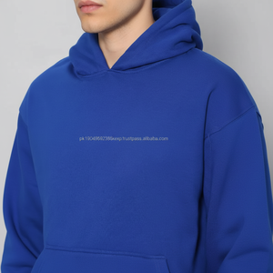 Offre Spéciale coupe régulière sweats à capuche pour hommes sans ficelle bleu 360 grammes français éponge solide vêtement coton hommes à capuche logo personnalisé marque - Product Image 1