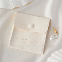 PandaSew Enveloppe Rabat Microfibre Bijoux Pochette Bouton Pression avec Logo Pour Bijoux Sac Emballage Sacs