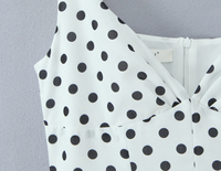 Robes longues décontractées à bretelles spaghetti à pois blancs et noirs pour femmes