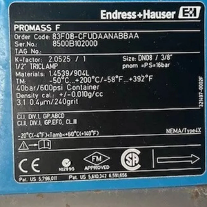 เครื่องวัดอัตราการไหลแบบโคริโอลิส High Endress Hauser E+H Promass 83F08 DN8 สำหรับวัดความหนาแน่นและอุณหภูมิของก๊าซแบบหลายตัวแปร พร้อมสัญญาณ 4-20mA HART - Product Image 6
