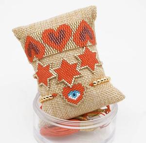Gorgeous set of Miyuki <b>bracelets</b> in <b>Red</b> and Gold Handmade Magic - Product Image 1