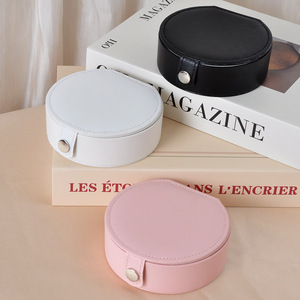 Wholesale Mini Travel Jewelry Case Portable Pu Leather Jewelry Organizer with Button Closure and <b>Mirror</b>-Jewellery Storage - Product Image 4