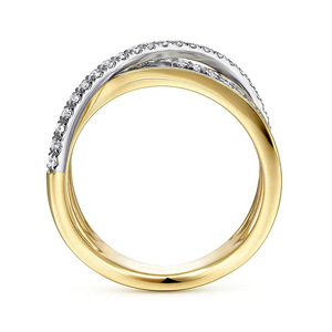Anello a due toni X Crossover da donna, gioiello minimalista alla moda - Product Image 6