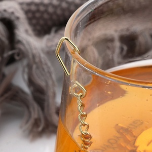 Teiera a forma di infusore per tè 304 in acciaio inox palla da tè <span class=keywords><strong>con</strong></span> catena in oro argento gancio e vassoio di gocciolamento per ufficio filtro da cucina - Product Image 5
